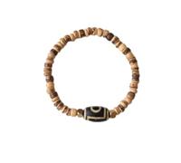 Yunhgft Bracciale Intrecciato in Legno con Perline Naturali: o Originale, Marrone, Nero, Beige, 16.5cm