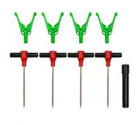 Yunhgft Porta Canna Pesca Ghiaccio Picchetto, Plastica, include picchetti, metallo resistente, per pesca ghiaccio, ancoraggio, setup rapido, Set di 4 chiodi da ghiaccio con supporto integrato
