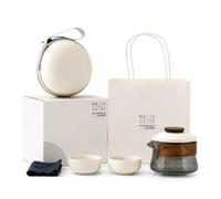 Yunhgft Set da tè da viaggio portatile con separazione dell'acqua, mini teiera e tazze da tè in ceramica, Bianco, Bianco