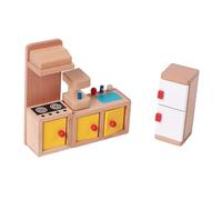Yunhgft Set Mobili Casa Bambole in Legno Miniature Accessori Arredo Cameretta Giocattolo Modello Simulato per Bambini Modello Scenario Casa Finta Finitura Lis, Cucina