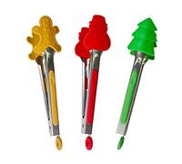 Yunhua, mini pinze natalizie in silicone, 17,8 cm, pinze colorate per bambini, per servire cibo, cubetti di ghiaccio, frutta, zucchero