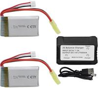YUNIQUE GREEN-CLEAN-POWER - 2 Pezzi Batterie al Litio 7.4V 850mAh con Caricatore 2 in 1 - Compatibili con Auto RC 9300, 9301E, 9302E, 9303E, 9034E, 9305E, 300E, 302E, 9310 - Batterie per Auto RC