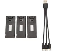 YUNIQUE GREEN-CLEAN-POWER - 3 Pezzi Batterie al Litio 3.7V 2600mAh per Drone E88, E88Pro, LS E525, E525Pro con Cavo di Ricarica USB - Set di Batterie RC per Aerei e Droni Telecomandati