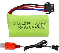 YUNIQUE GREEN-CLEAN-POWER - Batteria al Litio 7.4V 500mAh ad Alta Velocità - Compatibile con EC16 DE85 per Barca Telecomandata, Modello di Nave e Auto - 1 Pezzo + Caricatore USB