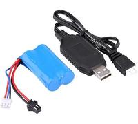 YUNIQUE GREEN-CLEAN-POWER - Batteria Lipo 1500mAh 7.4V 2S con cavo caricatore USB | Compatibile con Rc Giocattoli U12A S033G Q1 H101 | Connettore SM-2P | Durata Prolungata, Blu | 67x19x37-96 Gr