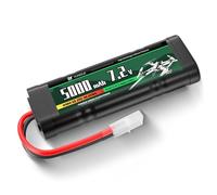 YUNIQUE GREEN-CLEAN-POWER Batteria NiMH 7.2V 5000mAh Ricaricabile con Attacco Tamiya e Cavo in Silicone - 6 Celle - Dimensioni 135X47X24mm - Alta Capacità per Modelli RC
