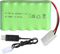 YUNIQUE GREEN-CLEAN-POWER - Batteria Ricaricabile 7.2V 2400mAh NiMH con Connettore Tamiya KET 2P e Cavo USB - Pacco a 6 Celle AA per Auto RC, Camion, Escavatori, Carri Armati, Cingolati e Giocattoli