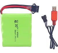 YUNIQUE GREEN-CLEAN-POWER - Batteria Ricaricabile 7.4V 1000mAh SM-4P per RC DE36W DE65 | Connettore SM-4P, Ricarica USB Facile | Alta Durata, Design Compatto, Green