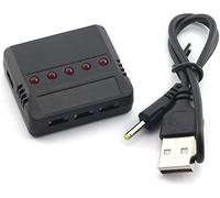 YUNIQUE GREEN-CLEAN-POWER - Caricabatterie Litio 5 in 1 USB Universale | Per Hubsan H107D, Syma X5C, Elicottero RC, Quadcopter | Protezione Sovraccarico, Nero, Plastica