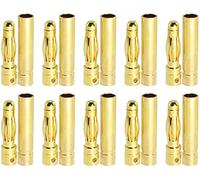 YUNIQUE GREEN-CLEAN-POWER - Connettori Banana 2mm per Modellismo RC Lipo | 10 Paia, Alta Conduttività | Ideali per Batteria Tello, Borsa Lipo, USB 7.4v, Oro, Metallo