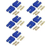 YUNIQUE GREEN-CLEAN-POWER - Set 5 Paia Connettori EC2 Maschio-Femmina | Alta Qualità per Batterie RC LiPo, Elicottero RC, Modellismo | Placcati Oro, Stabile, Blu, Plastica