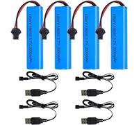 YUNIQUE GREEN-CLEAN-POWER - Set di 4 Batterie Li-ion 3.7V 3000mAh con Caricatori USB per Auto RC, Compatibilità con Modelli DE45 DE42 1:14 Fuoristrada e Drift Racing