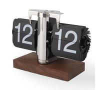 Yunir Orologio da Tavolo con Vibrazione Nero, Vintage 24 Ore su 24, Base in Legno Meccanica Automatica, Manopola Rotante, Orologio Digitale con Vibrazione Regolabile, Alimentato a