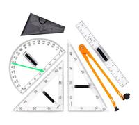 YunJove Set Matematica Geometria Righello Goniometro Multifunzione Durevole E Leggero per Studiare Misurare Disegnare Adatto per Studenti Ins, 5 pezzi