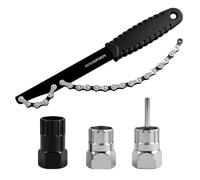 YunJoyous Frusta per catena con estrattore per corona dentata, robusta e durevole, set di fruste e estrattori, alta durezza, resistente all'usura, strumento universale per la rimozione di cassette da