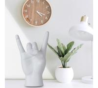Yunjuhop Rock and roll scultura con dita, decorazioni casa hand Figurine regali in lingua dei segni, scrivania per uomo, arredamento per comodino, oggettistica per la casa moderna (bianco)