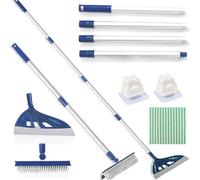 Yunjuhop Scopa magica, scopa multifunzione in silicone, lavavetri per la casa, rimozione dei peli di animali domestici per la pulizia di interni, bagno, set di spazzole per cani (blu)