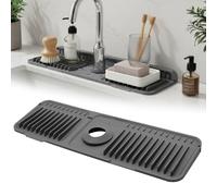 Yunkctuk Paraspruzzi Lavello Cucina, Tappetino Rubinetto in Silicone con Bottone e Drenaggio Rapido Inclinato, Pieghevole a 90°, Rifilabile Tappetino per Asciugatura Rubinetto per Bagno (Grigio Scuro)
