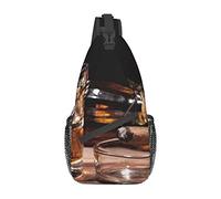 YUNKOU Whisky e sigaretta Sling Bag Uomini Zaino Unisex Una Borsa a Tracolla Escursionismo Zaino Da Viaggio Crossbody, nero, Taglia unica