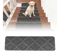 Yunlaishaocer 15 Pezzi Tappeto Scale Interne,55x19cm Tappetini per Scale in Moquette Antiscivolo,per Animali Domestici, Anziani e Bambini, Adesivi Antiscivolo per Moquette