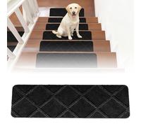 Yunlaishaocer 15 Pezzi Tappeto Scale Interne,55x19cm Tappetini per Scale in Moquette Antiscivolo,per Animali Domestici, Anziani e Bambini, Adesivi Antiscivolo per Moquette (Nero)