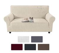Yunlaishaocer Copridivano 2 Posti con Braccioli, Universale Copridivani Elastici, Copridivano Antigraffio Gatto Lavabile,Stretch Sofa Cover Antimacchia,per Soggiorno (Beige)