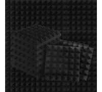 Yunlism Pannelli acustici in schiuma a forma di piramide, 30 x 30 x 5 cm, pannelli fonoassorbenti in schiuma nera, ad alta densità e ritardante di fiamma, per pareti e soffitti (confezione da 36