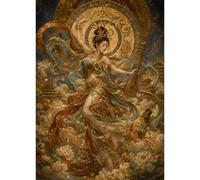 Yunlus Puzzle Impossible per adulti, 1000 pezzi, 71,1 x 50,8 cm | Difficile Difficile Impegnativo Puzzle 1000pc Puzzle Paesaggio Sognario Golden Lotus Celeste Ballerino Antica Opera D'arte