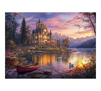 Yunlus Puzzle per adulti 1000 pezzi Castello crepuscolare impossibile difficile difficile impegnativo puzzle per adulti adolescenti 1000 pezzi riflessioni lago puzzle 1000 pezzi 71,1 x 50,8 cm