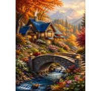 Yunlus Puzzle per adulti 1000 pezzi Impossible 71,1 x 50,8 cm | Difficile Difficile Sfidante Puzzle 1000pc Casa Pietra Foresta Fiume Montagna Fiore Albero Autunno Paesaggio Puzzle