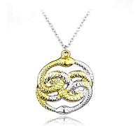 YUNMENG The Never Ending Story - Collana con catena a doppio serpente mista Auryn in oro con pandemonio, Metallo