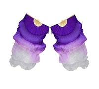 Yunmeryker 1 Paio di di Danza del Ventre Cinesi, Ventagli di bambù, Accessori Lunghi, Viola + Bianco