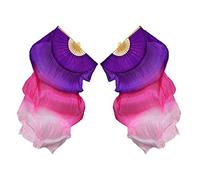 Yunmeryker 1 Paio di di Danza del Ventre Cinesi, Ventagli di bambù, Accessori Lunghi, Viola + Rosy + Bianco