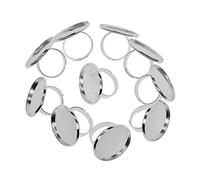 Yunmeryker 10 Pezzi di Basi Ad Anello Regolabili per, Supporti per E Cammei, Vassoi in Rame, Strumenti per Lavori Artigianali, Bianco Dorato