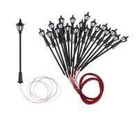 Yunmeryker 20 Pezzi Lampioni a LED Bianchi, Modello di Lampione Stradale, Illuminazione 3V, Adatti per Diorami, Architettura, Paesaggistica, Treni E Ferrovie, Bianco Caldo 1:75