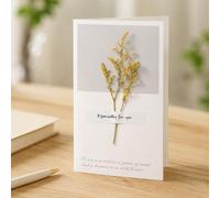 Yunmeryker Biglietto auguri compleanno artigianale, con fiori secchi e d'amore gialla, per amici e famiglia