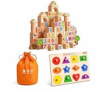 Yunmeryker Blocchi da Costruzione Legno, Gioco, Superficie liscia, Blocchi per bambini, Riconoscimento di forme, Per Insegnanti, style to 3