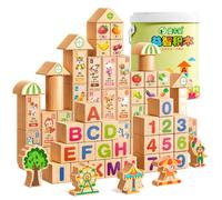 Yunmeryker Blocchi da Costruzione Legno, Gioco, Superficie liscia, Blocchi per bambini, Riconoscimento di forme, Per Insegnanti, style to 2