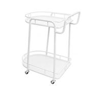 Yunmeryker Carrello con Ruote in Metallo, Carrello Ristorante e Salone, Carrello Multiuso per Casa e Hotel, Design Artistico, Bianco, Carrello a 2 ripiani grande