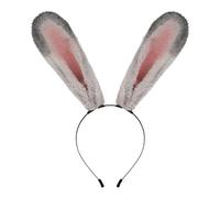 Yunmeryker Fascia per Capelli con Lunghe Orecchie Da Coniglio in Peluche per Pasqua, Cosplay, Halloween, Accessori per Foto, GRIGIO