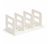Yunmeryker Fermalibri Organizer Scrivania con 4 Scomparti, Porta Libri in Plastica per Libreria e Mensole, Reggilibri da Scrivania, Bianco Nuvola