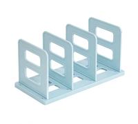 Yunmeryker Fermalibri Organizer Scrivania con 4 Scomparti, Porta Libri in Plastica per Libreria e Mensole, Reggilibri da Scrivania, Blu Nebbia Chiaro