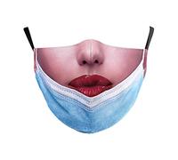 Yunmeryker Mascherine Lavabili E Riutilizzabili in Tessuto Stampato Divertente per Esterni, Unisex per Adulti, D