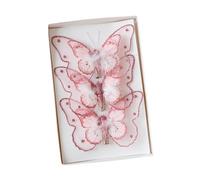 Yunmeryker Ornamenti a Forma di Farfalla, Decorazioni per L'albero di Natale, Farfalle Scintillanti con Clip, Realizzate in Tessuto per Decorazioni Fest, Rosa 3 Pezzi
