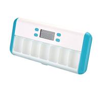 Yunmeryker Pills Reminder Case Contenitore Pillole Elettronico con Sveglia Settimanale Scatola Medicinali 7 Allarme Vibrazione LED Trasportabile, Bianco blu
