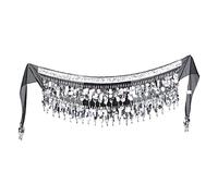 Yunmeryker Sciarpa Regolabile per La Danza del Ventre, Sciarpa da Donna con Nappe di Paillettes Fatte a Mano E Gonne per La Pratica della Danza del Ventre, Argento Nero