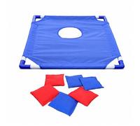 Yunmeryker Set Cornhole Gioco di Lancio per Bambini 4-6 Anni, Gioco da Esterno con 1 Tavola e Sacchetti, in Plastica e Tessuto, Blu
