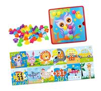 Yunmeryker Set di 12 Pezzi di Puzzle a Mosaico con Fori E Bottoni, Gioco Educativo con Fori E Chiodi a Forma di, Ideale Come Regalo, Stile E