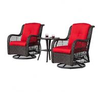 Yunmeryker Set Mobili Esterno in Rattan PE Rosso, Salottino da Giardino Moderno con Divano e Poltrone, Tavolino e Cuscini Rimovibili, per Terrazzo e Balcone