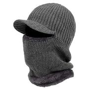 Yunnan - Passamontagna con visiera, invernale, lavorato a maglia, con fodera in peluche, scaldacollo per uomo e donna, adatto per sport invernali e all'aperto, unisex